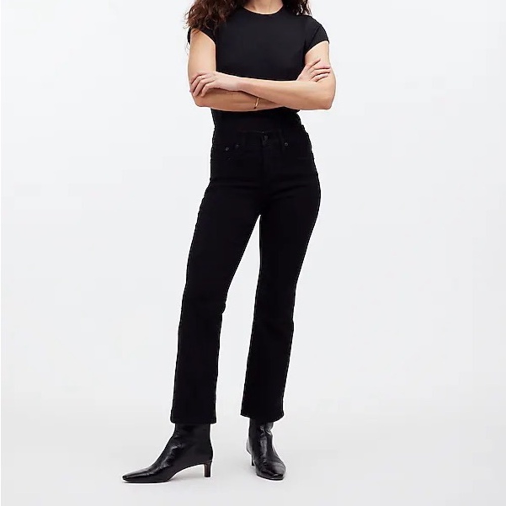 Madewell Kick Out Crop Black Jeans Size 28 - Picture 2 of 6
